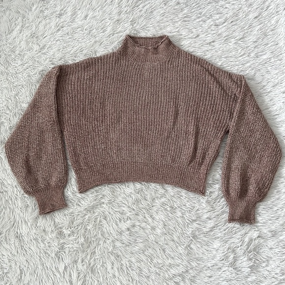 New LULUS Women’s Up the Comfort Taupe Chenille Knit Mock Neck Sweater Small - Picture 5 of 12